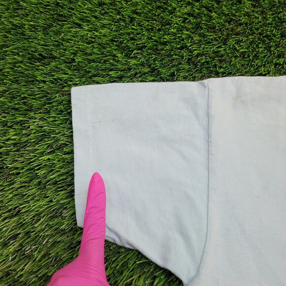 Vintage 1988 Habitat Softwear Alaska Wolf Shirt Medium 20x26 Light Blue USA - Picture 7 of 16